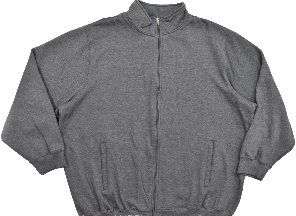 KingSize Men's 3XL Big Gray Zip Fleece Jacket Mock Neck Lightweight Sweatshirt